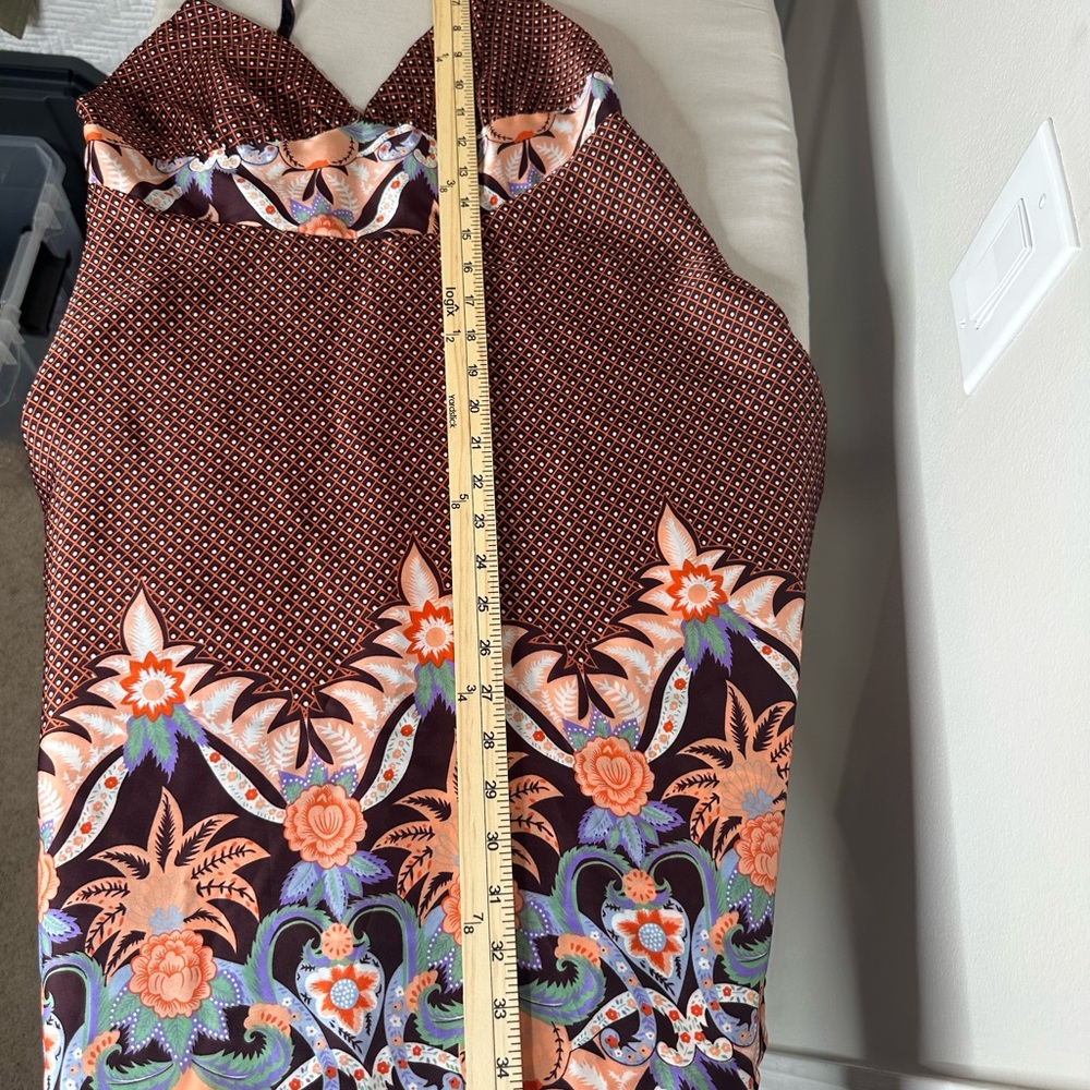FOREVER Y2K Unique Brown/Orange Floral Strappy Nightgown Mini Dress Womens Sz M - Picture 9 of 11